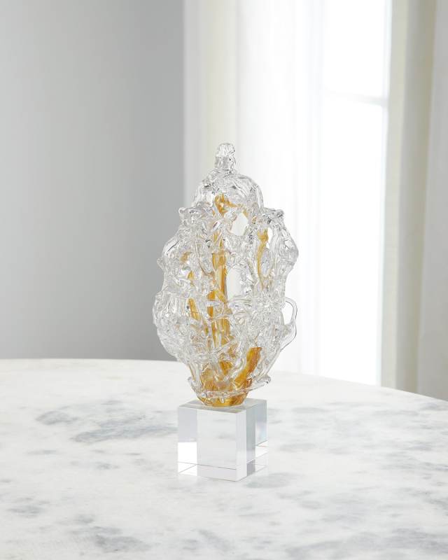 Frozen Flame Sculpture on Crystal Base, Small